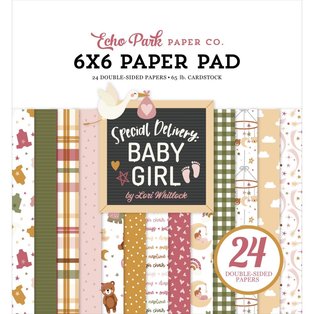 6" x 6" paper pad - Special Delivery Baby Girl