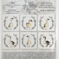 Geese and wreaths - rice paper set