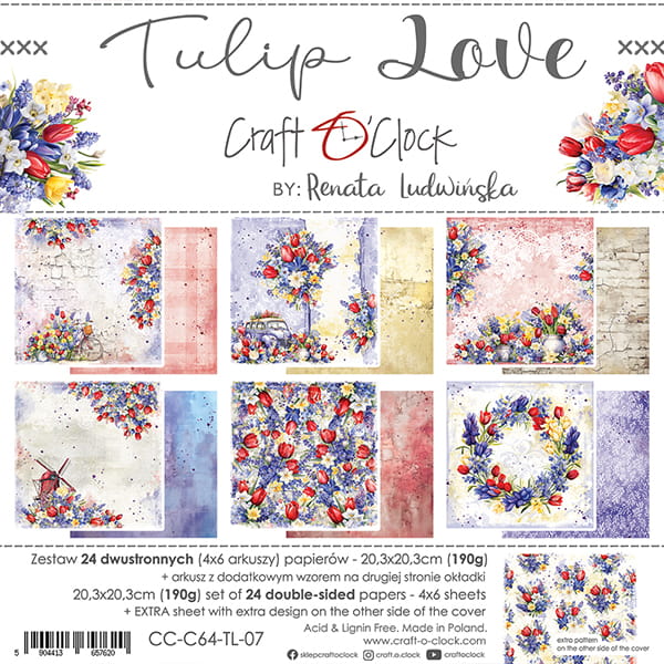8" x 8" paper pad - Tulip Love