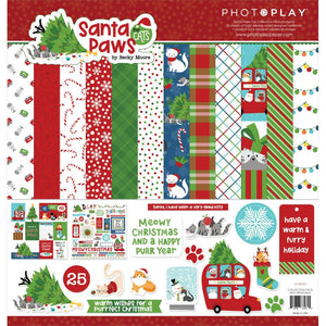 12" x 12" paper pad - Santa Paws Cats