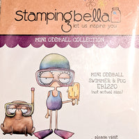 Stamping Bella  - Mini Oddball Swimmer & Pug - Rubber Stamp Set