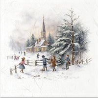 Winter in a village - rice paper set