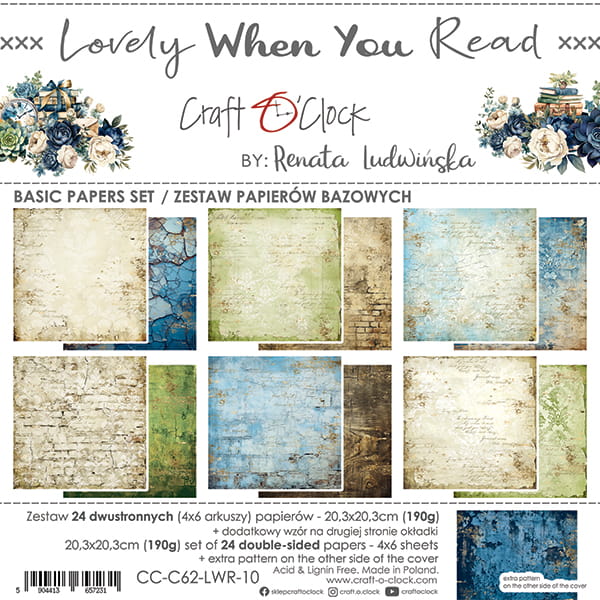 8" x 8" paper pad - Lovely When You Read Backgrounds