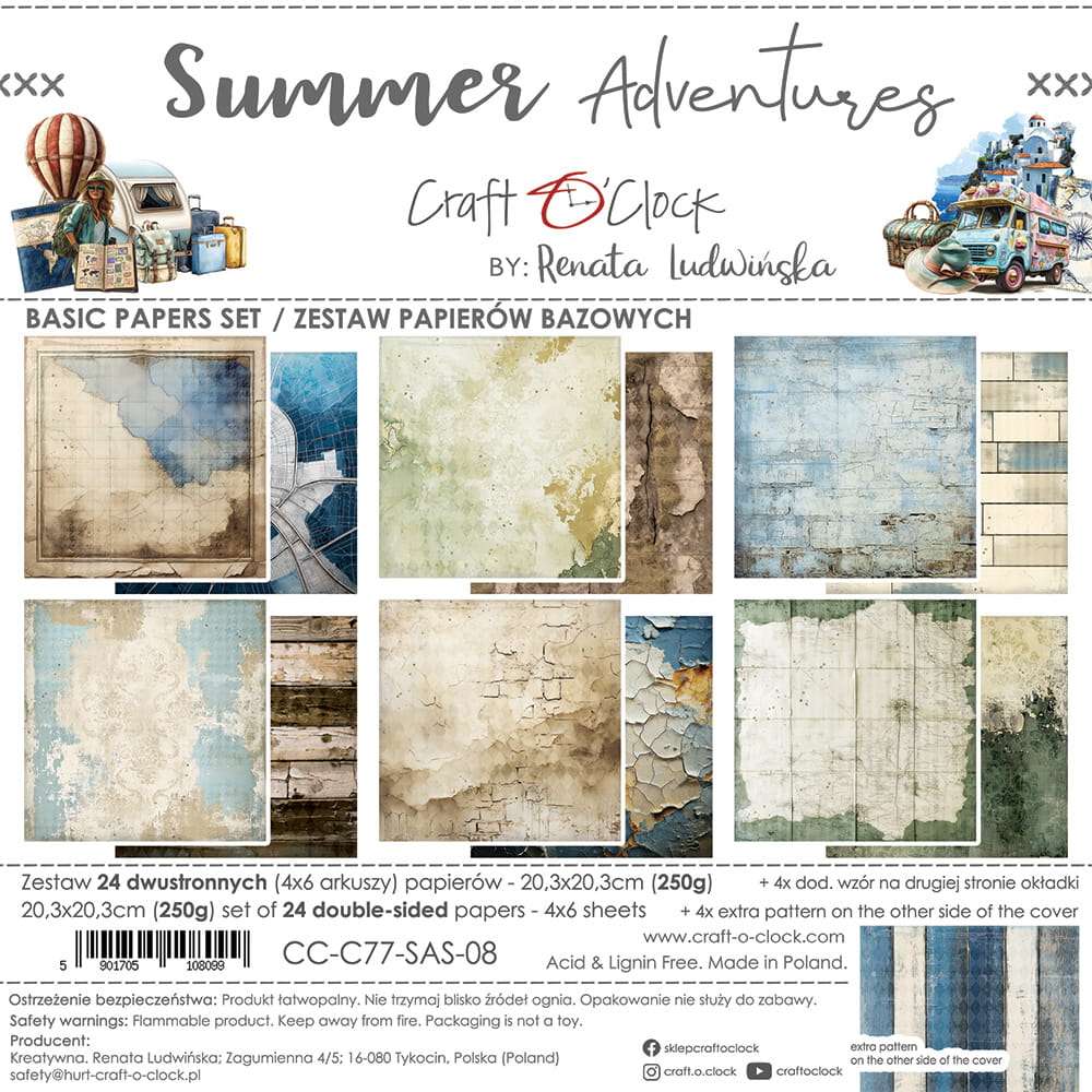 8" x 8" paper pad - Summer Adventures Backgrounds