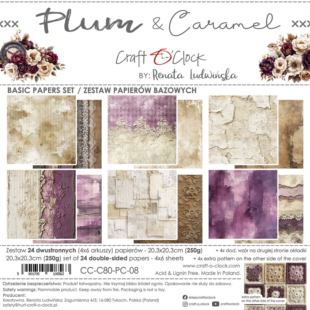 8" x 8" paper pad - Plum & Caramel Backgrounds