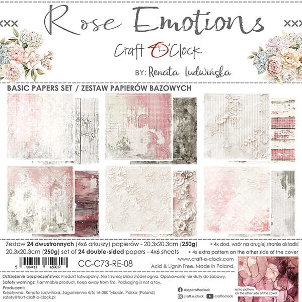 8" x 8" paper pad - Rose Emotions Backgrounds