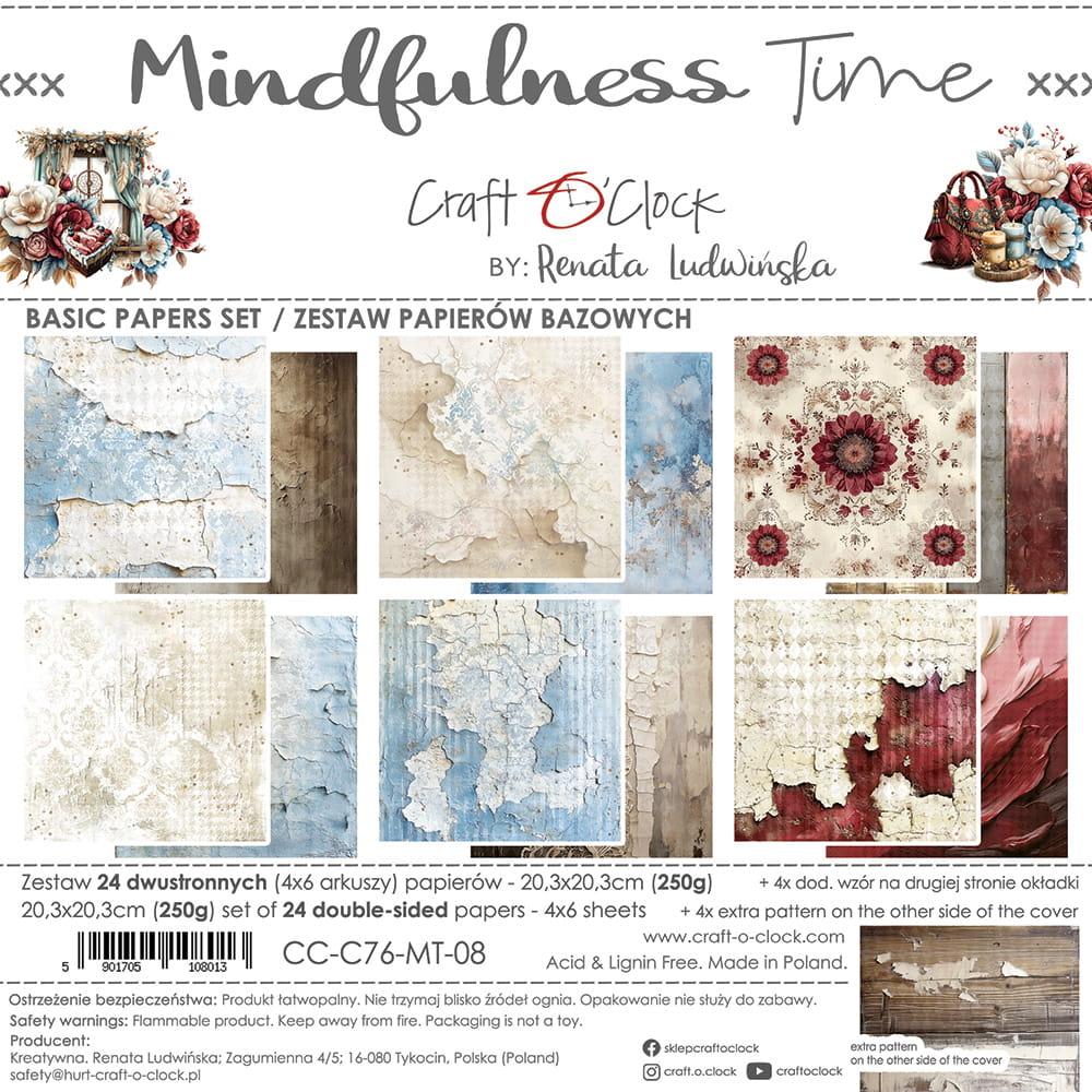 8" x 8" paper pad - Mindfulness Time Backgrounds