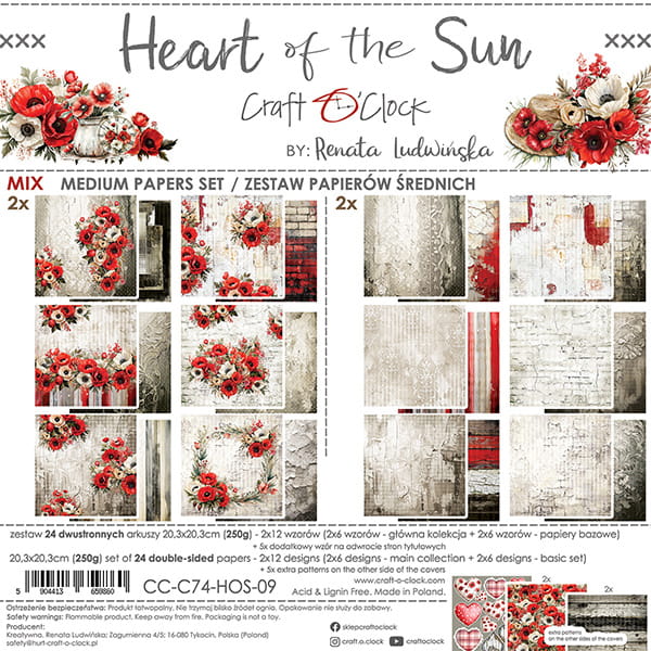 8" x 8" paper pad - Heart of the Sun Backgrounds and Basic Mix Set