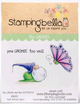 Stamping Bella - The Gnome and the Butterfly - Rubber Stamp Set - Crafty Wizard