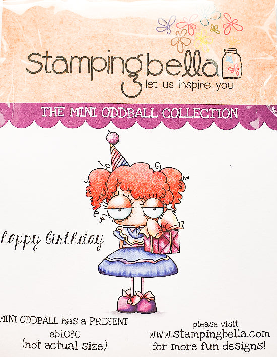 Stamping Bella  - Mini Oddball has a Present - Rubber Stamp Set