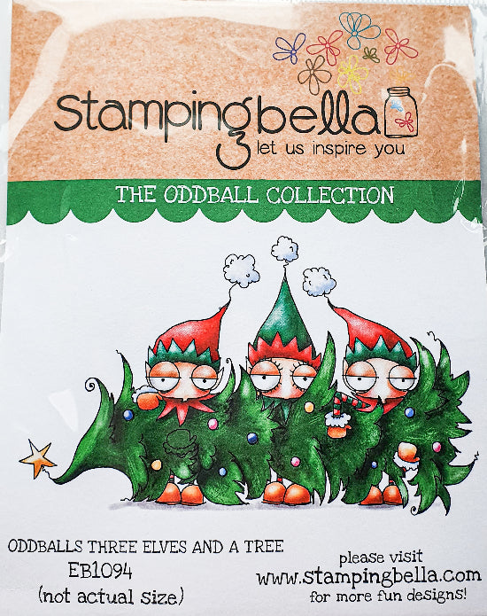 Stamping Bella  - Oddball Three Elves and a Tree - Rubber Stamp Set