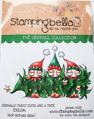 Stamping Bella  - Oddball Three Elves and a Tree - Rubber Stamp Set