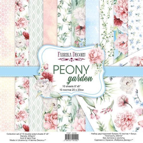 8" x 8" paper pad - Peony Garden