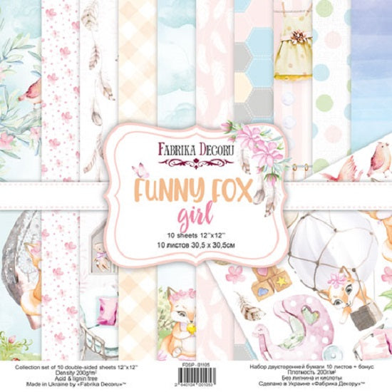 12" x 12" paper pad - Funny Fox Girl