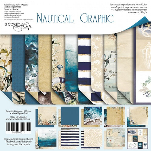 12" x 12" paper pad - Nautical Graphic - Crafty Wizard