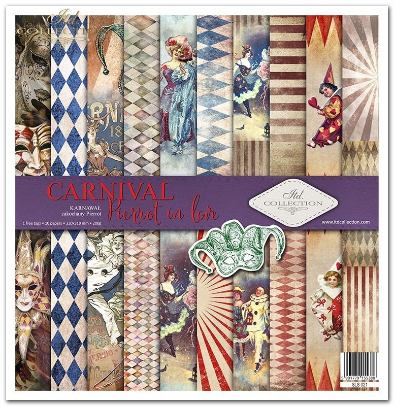 11.8" x 12.1" paper pad - Carnival - Pierrot in Love