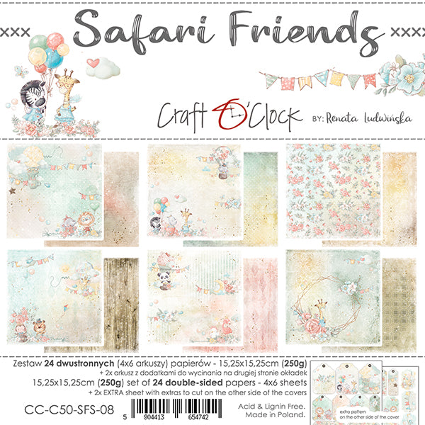 6" x 6" paper pad - Safari Friends