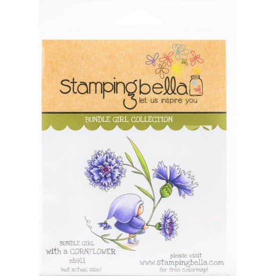 Stamping Bella  - Bundle Girl with a Cornflower - Rubber Stamp Set