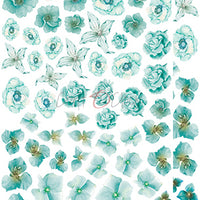 15.5 cm x 30.5 cm  paper pad - Basic turquoise flowers