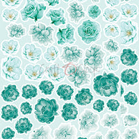 15.5 cm x 30.5 cm  paper pad - Basic turquoise flowers