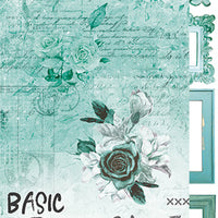 15.5 cm x 30.5 cm  paper pad - Basic turquoise flowers