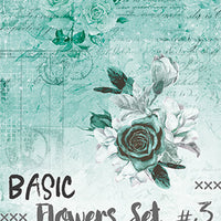 15.5 cm x 30.5 cm  paper pad - Basic turquoise flowers