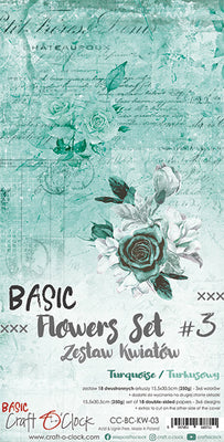 15.5 cm x 30.5 cm  paper pad - Basic turquoise flowers