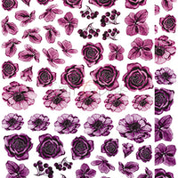 15.5 cm x 30.5 cm  paper pad - Basic purple fuchsia flowers