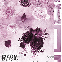 15.5 cm x 30.5 cm  paper pad - Basic purple fuchsia flowers