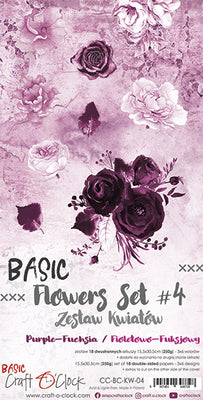 15.5 cm x 30.5 cm  paper pad - Basic purple fuchsia flowers