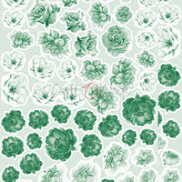 15.5 cm x 30.5 cm  paper pad - Basic mint flowers