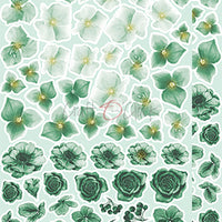 15.5 cm x 30.5 cm  paper pad - Basic mint flowers