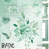 15.5 cm x 30.5 cm  paper pad - Basic mint flowers