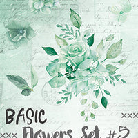 15.5 cm x 30.5 cm  paper pad - Basic mint flowers