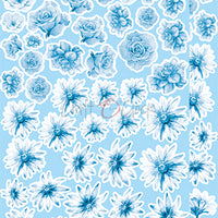 15.5 cm x 30.5 cm  paper pad - Basic blue flowers