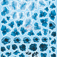 15.5 cm x 30.5 cm  paper pad - Basic blue flowers