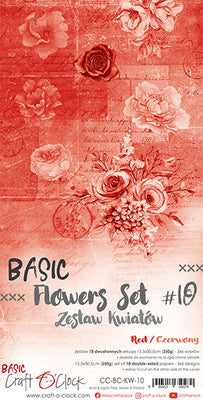 15.5 cm x 30.5 cm  paper pad - Basic red flowers