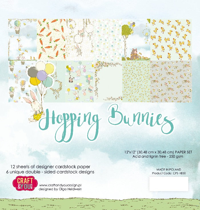 12" x 12" paper pad - Hopping Bunnies