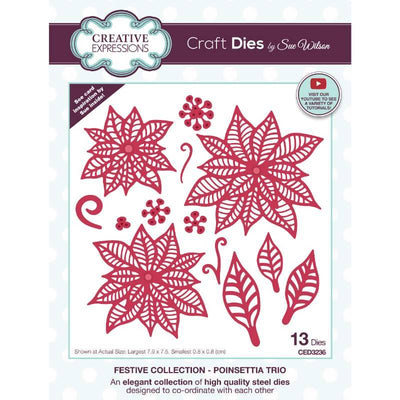 Creative Expressions - Sue Wilson - Poinsettia Trio Cutting Die