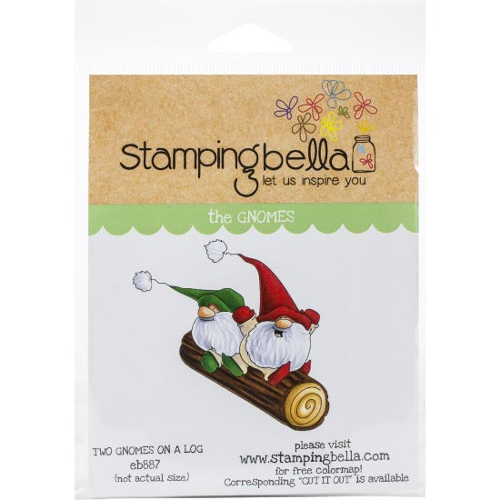 Stamping Bella  - Two gnomes on a log - Rubber Stamp Set