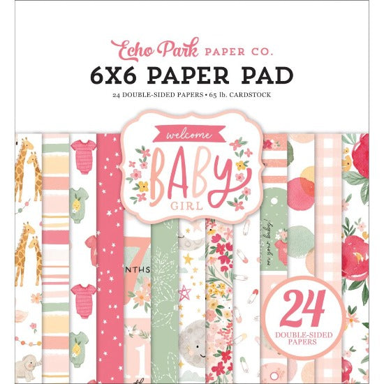 6" x 6" paper pad - Welcome Baby Girl