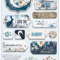 18pcs Blue & Blush chipboard die cuts