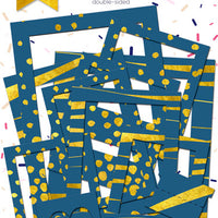 39pcs Gold Foil Dark Blue Photo Frames - Crafty Wizard