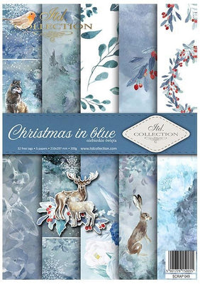 A4 Christmas in Blue paper pad