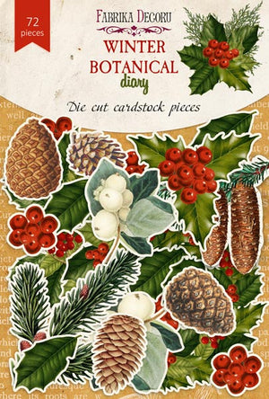 72pcs Winter Botanical Diary die cuts